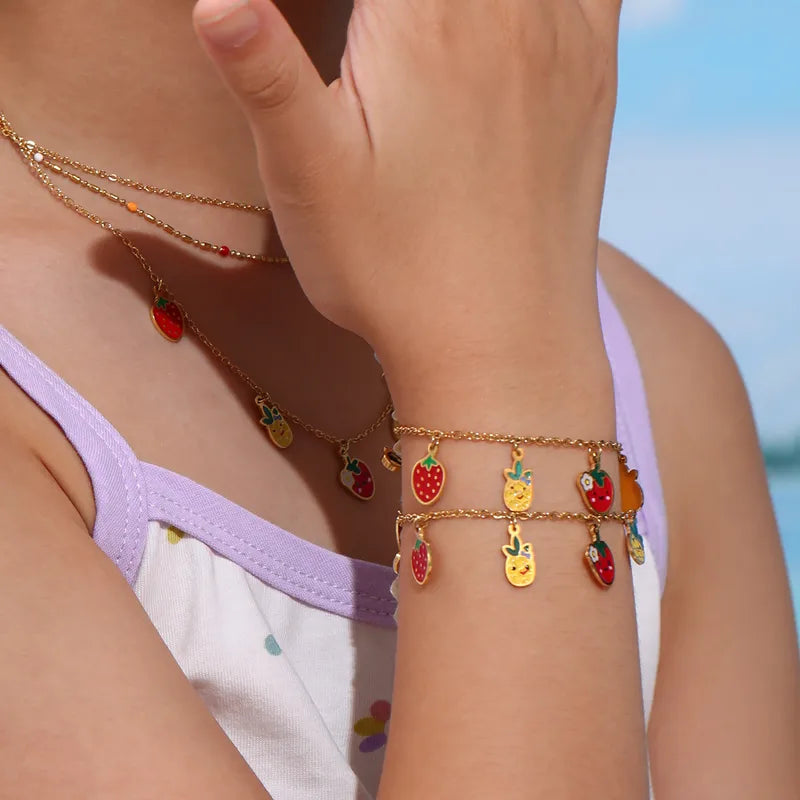 Strawberry Hanging Charm Bracelet.