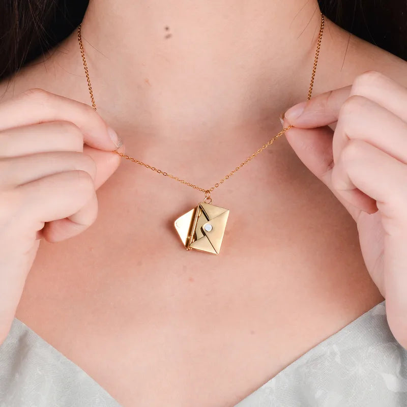 Custom Envelope Necklace with Chain.
