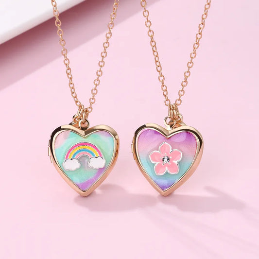 BFF Heart Locket Rainbow and Flower.