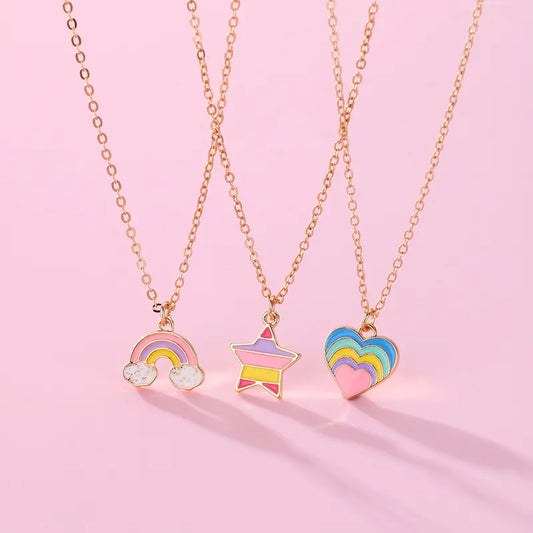 Heart, Star and Rainbow Pendant Chain.