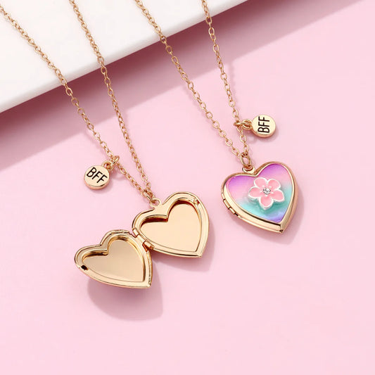 BFF Heart Locket Rainbow and Flower.