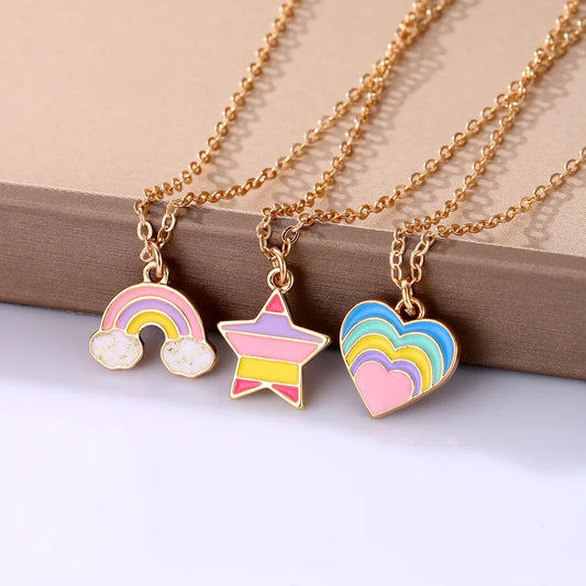 Heart, Star and Rainbow Pendant Chain.