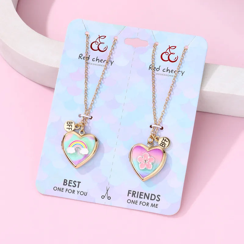 BFF Heart Locket Rainbow and Flower.