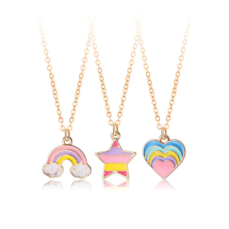 Heart, Star and Rainbow Pendant Chain.