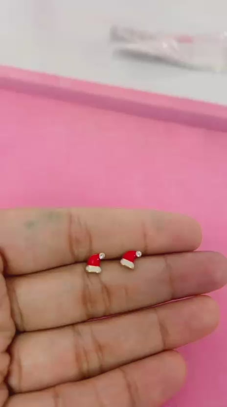 Santa's Hat Christmas Earrings.