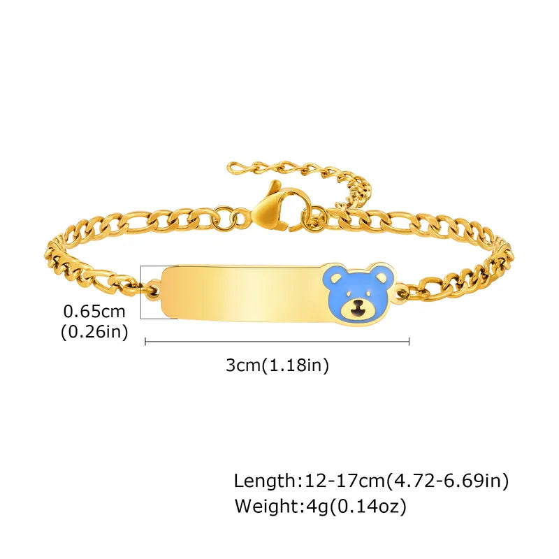 Custom Name Bracelet with Teddy or Crown.