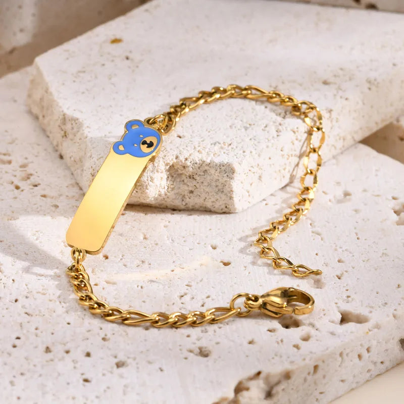 Custom Name Bracelet with Teddy or Crown.