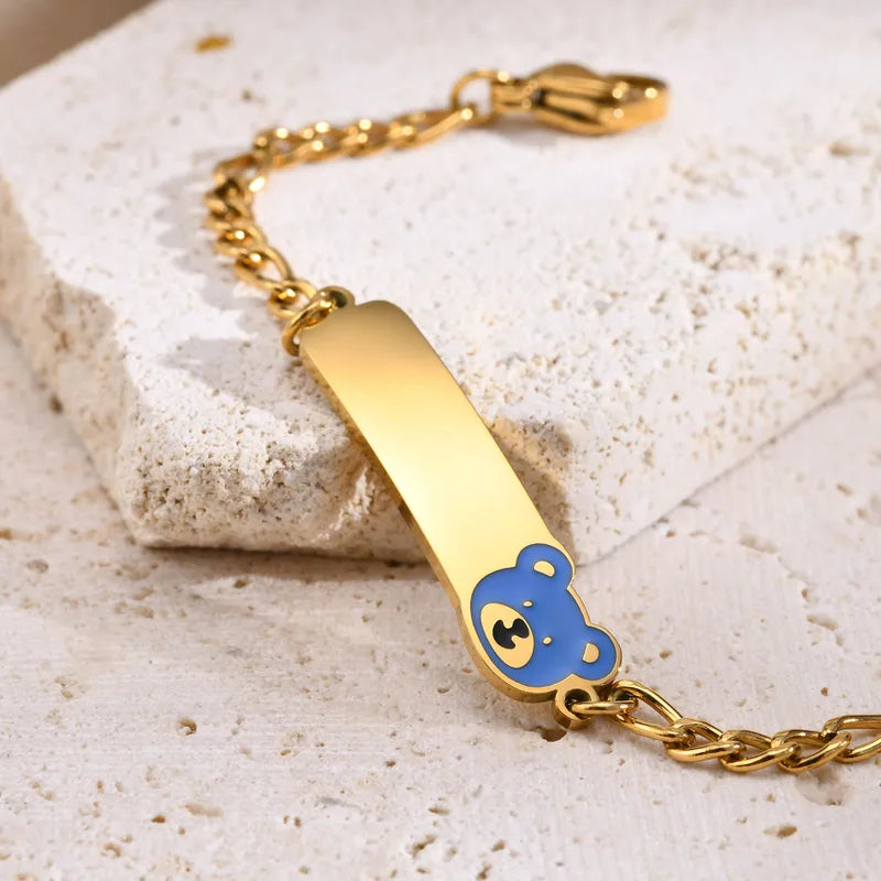Custom Name Bracelet with Teddy or Crown.