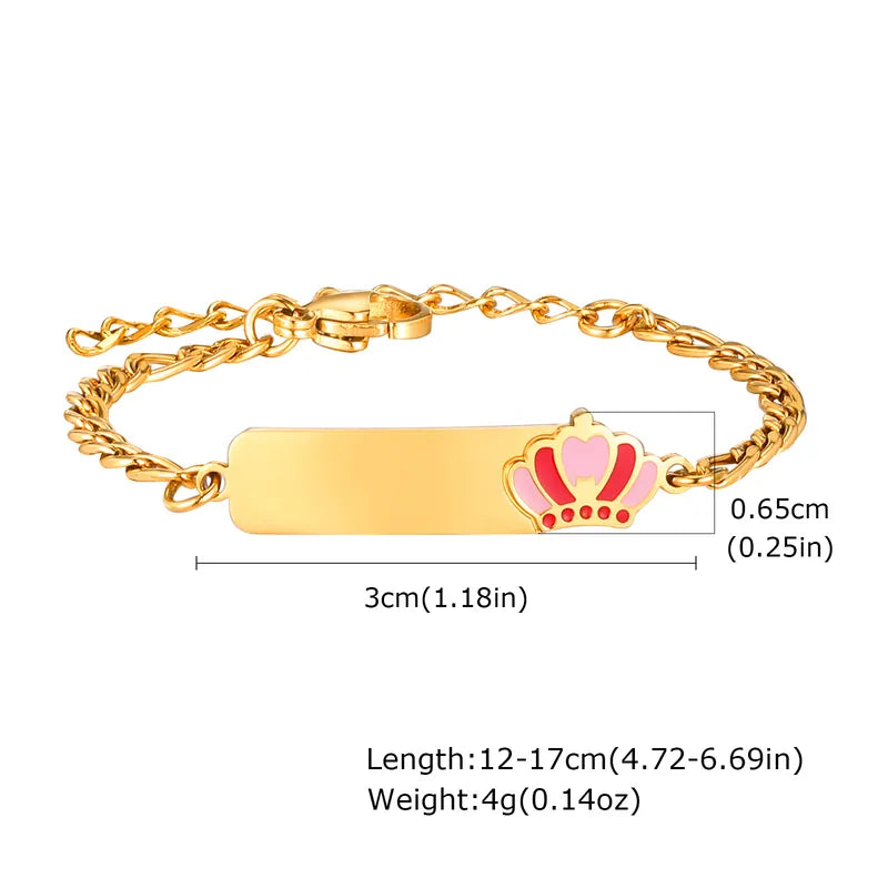 Custom Name Bracelet with Teddy or Crown.