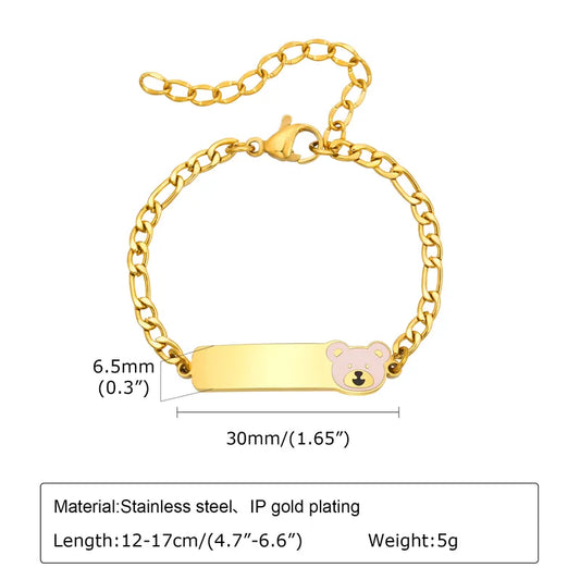 Custom Name Bracelet with Teddy or Crown.
