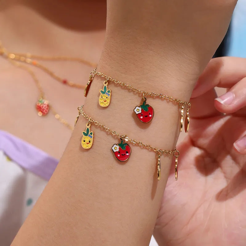Strawberry Hanging Charm Bracelet.