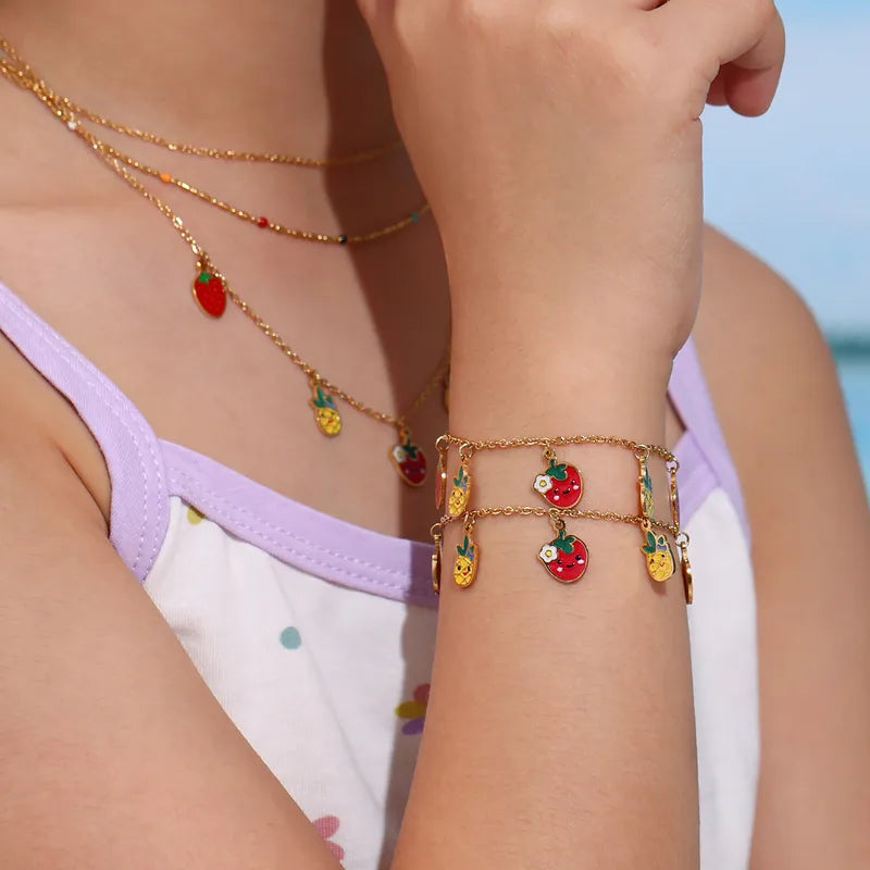 Strawberry Hanging Charm Bracelet.