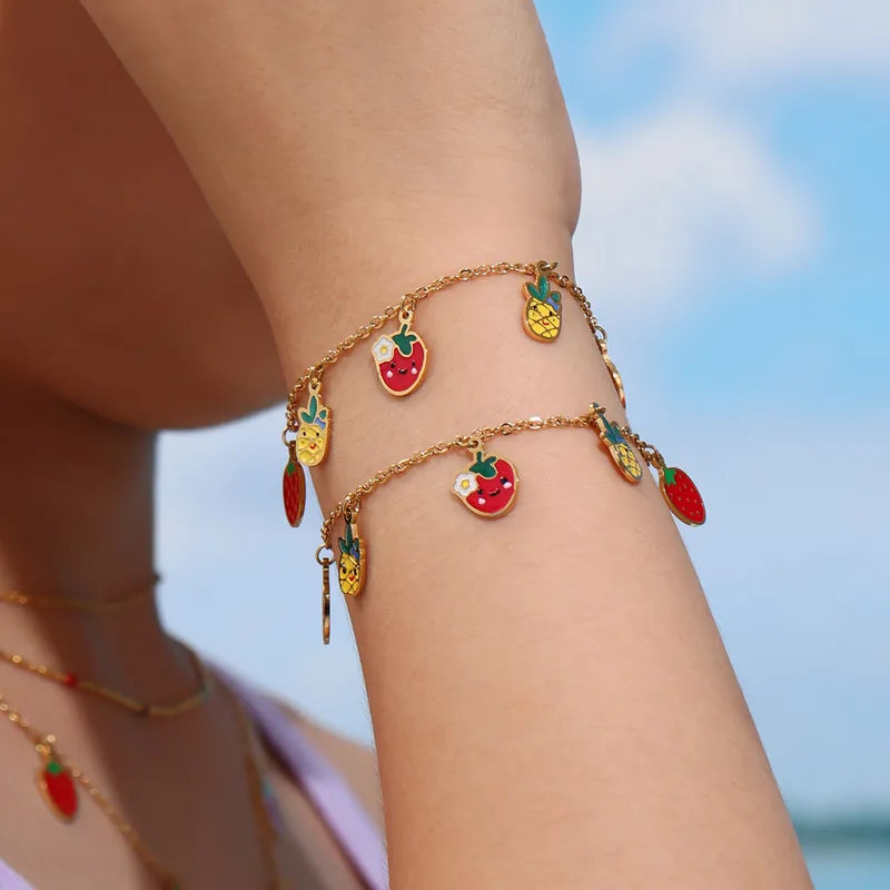 Strawberry Hanging Charm Bracelet.