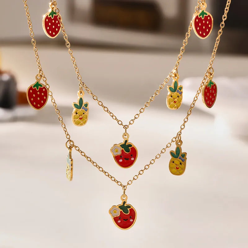 Strawberry Hanging Charm Bracelet.