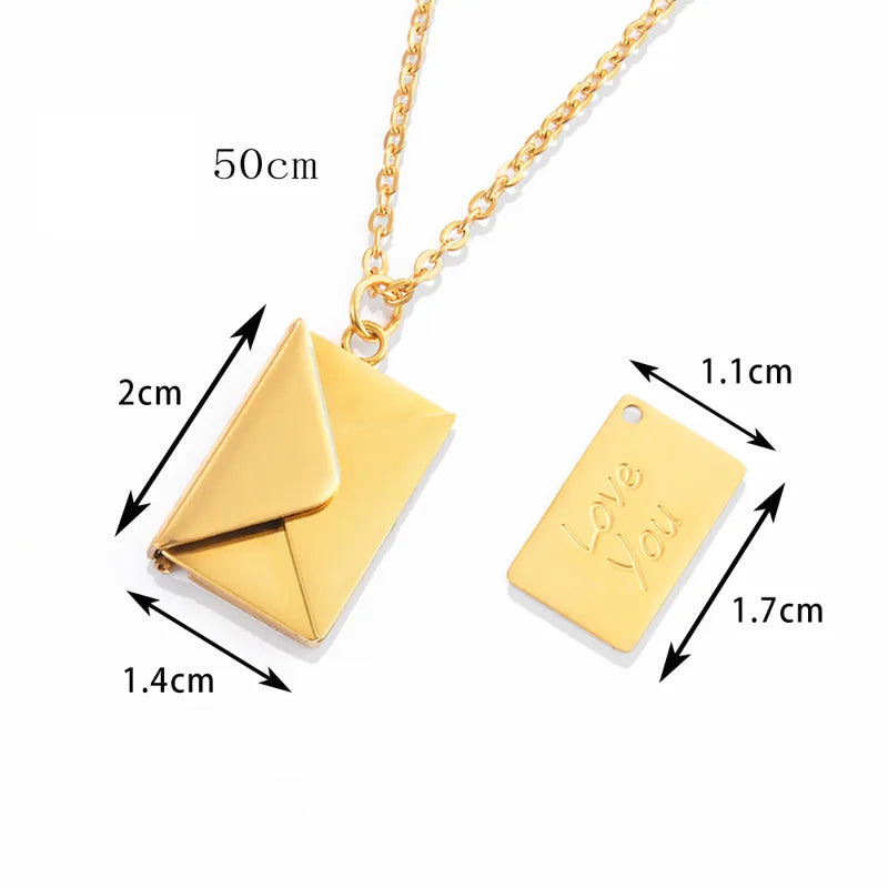 Custom Envelope Necklace with Chain.