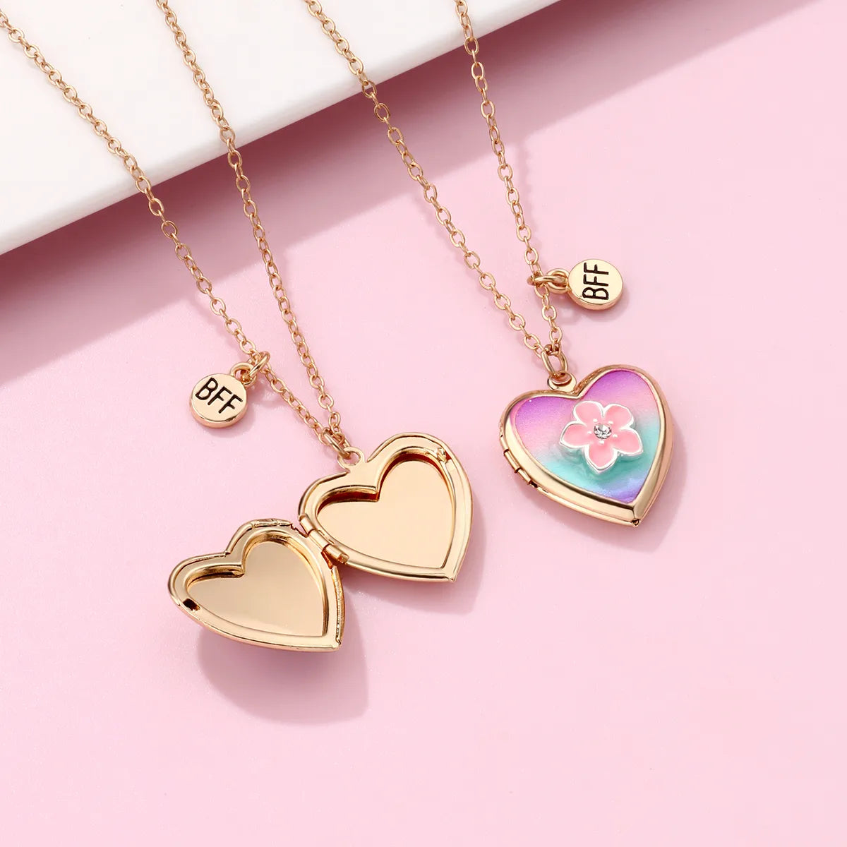 BFF Heart Locket Rainbow and Flower.