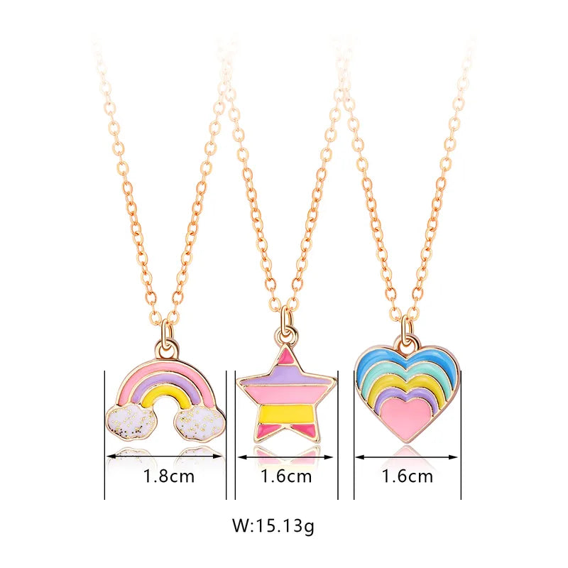 Heart, Star and Rainbow Pendant Chain.