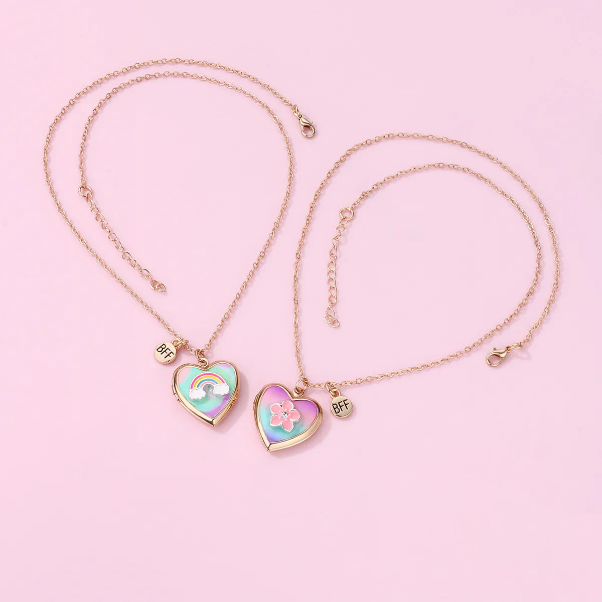 BFF Heart Locket Rainbow and Flower.