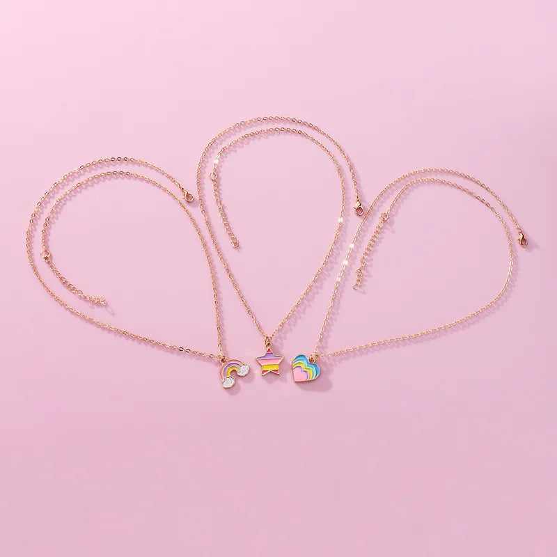 Heart, Star and Rainbow Pendant Chain.