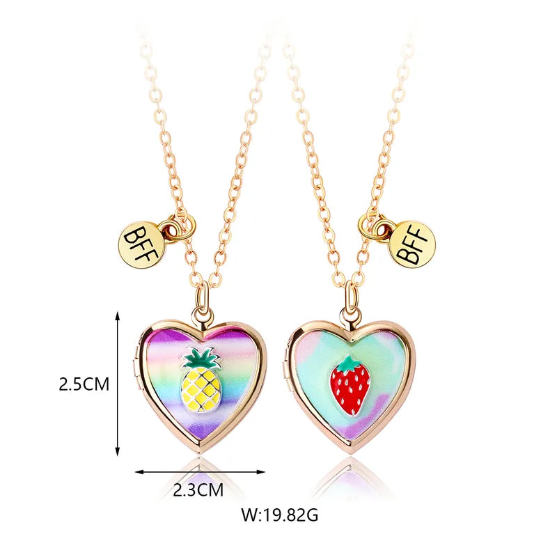 BFF Heart Locket Strawberry & Pineapple.