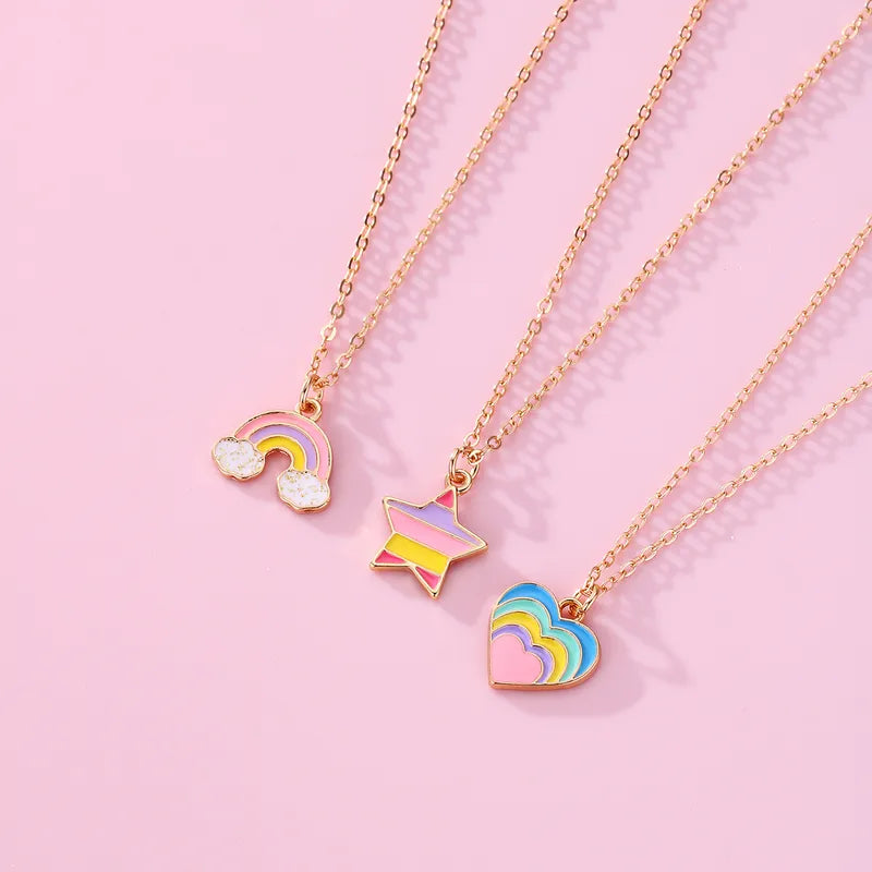 Heart, Star and Rainbow Pendant Chain.