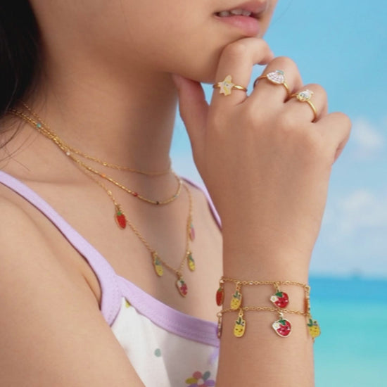 Strawberry Hanging Charm Bracelet.