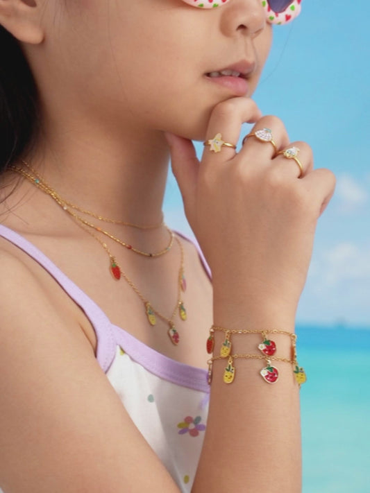 Strawberry Hanging Charm Bracelet.